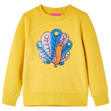 Sweatshirt para Criança com Pavão de Lantejoulas Ocre-escuro 92