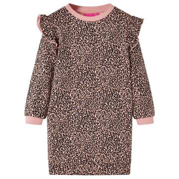 Vestido de Criança com Estampa de Leopardo Rosa-médio 116