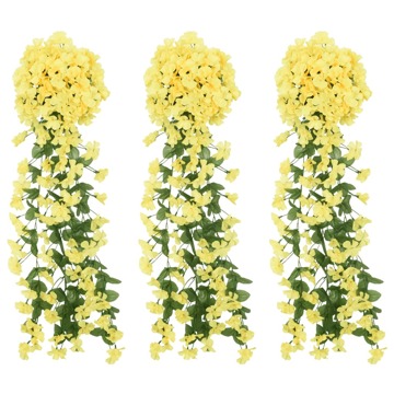 Grinaldas de Flores Artificiais 3 pcs 85 cm Amarelo