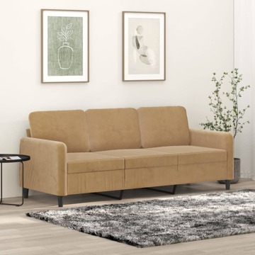Sofá de 3 Lugares 180 cm Veludo Castanho