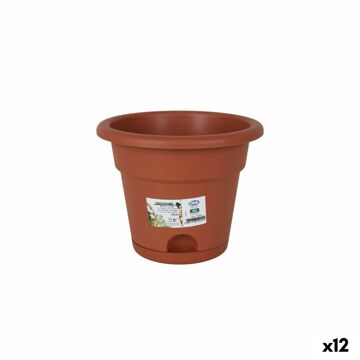 Vaso com Prato Dem Greentime Castanho 20 X 20 X 16 cm (12 Unidades)