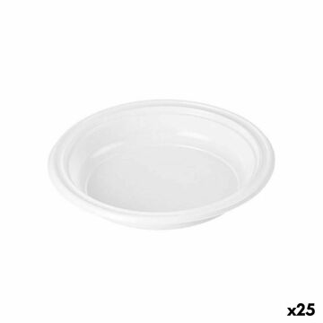 Conjunto de Pratos Reutilizáveis Algon Branco Plástico 20,5 X 20,5 X 3 cm (24 Unidades)