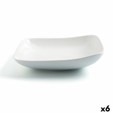Prato Fundo Ariane Vital Quadrado Cerâmica Branco (ø 21 cm) (6 Unidades)