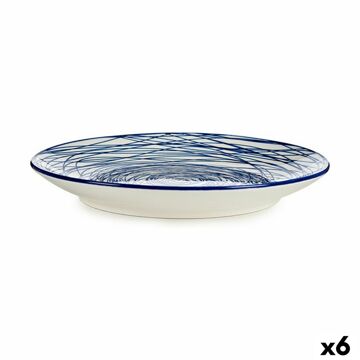 Prato de Sobremesa ø 20 cm Porcelana Azul Branco 6 Unidades