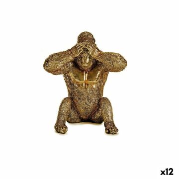 Figura Decorativa Gorila Dourado Resina (9 X 18 X 17 cm)