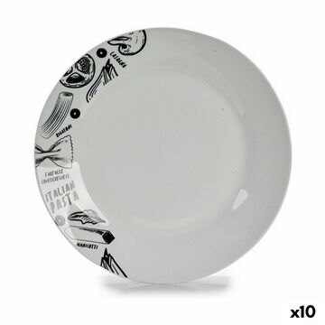 Plat Bord ø 24,4 cm Preto Branco Porcelana Pasta (10 Unidades)