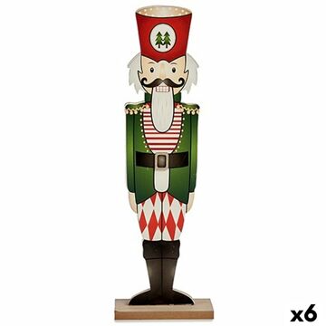 Figura Decorativa Quebra-nozes Branco Preto Vermelho Verde Madeira 10 X 60 X 19 cm (6 Unidades)