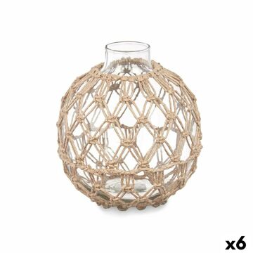 Bola Decorativa Transparente Natural Vidro Corda 18 X 20 cm (6 Unidades)