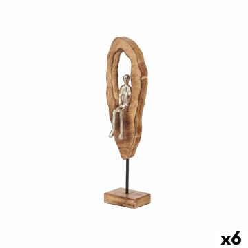Figura Decorativa Sentado Prateado Metal 10 X 41,5 X 7,5 cm (6 Unidades)