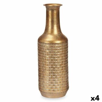 Vaso Dourado Metal 14 X 46 X 14 cm (4 Unidades) com Relevo