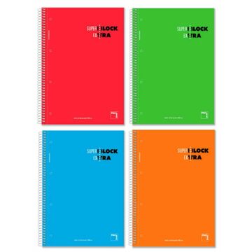 Conjunto de Cadernos Pacsa Superblock Extra 4 Peças Multicolor A4 120 Folhas