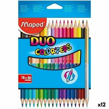 Lápis de Cores Maped Duo Color' Peps Multicolor 18 Peças Ponta Dupla (12 Unidades)