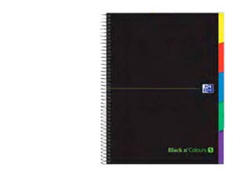 Caderno Espiral Oxford Ebook 5 Capa Extradura Din A4+ 100 F com Separadores Quadricula 5 mm Black'n Colors Verde