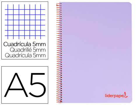 Caderno Espiral A5 Micro Wonder Capa Plástico 120f 90g Quadricula 5mm 5 Bandas 6 Furos Violeta
