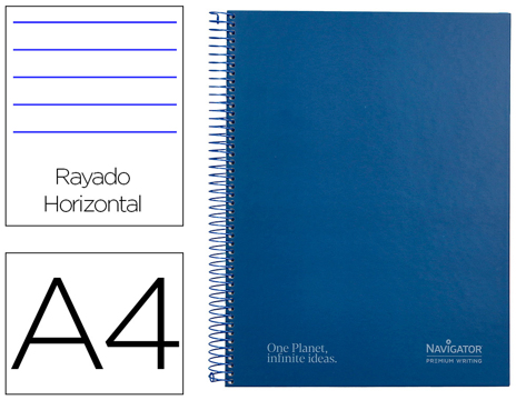 Caderno Espiral Navigator A4 Tapa Dura 80h 80gr Horizontal Color Azul Marino