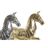 Figura Decorativa Dkd Home Decor Cavalo Prateado Dourado Resina (34 X 9,5 X 33,5 cm) (2 Unidades)