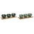 Conjunto para Aperitivos Home Esprit Verde Verde-escuro Bambu Porcelana Tropical 4 Peças 32 X 10 X 7 cm (2 Unidades)