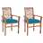 Cadeiras de Jantar C/ Almofadões Azul-claro 2 pcs Teca Maciça