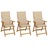 Cadeiras de Jardim Dobráveis C/ Almofadões 3 pcs Acácia Maciça