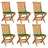 Cadeiras de Jardim C/ Almofadões Verdes 6 pcs Teca Maciça