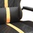 Cadeira Gaming de Massagens Couro Artificial Dourado e Preto