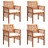 Cadeiras de Jantar P/ Jardim com Almofadões 4 pcs Acácia Maciça